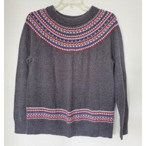 Gap Classic Fair Isle Gray Knit Pullover Warm Sweater - Size L